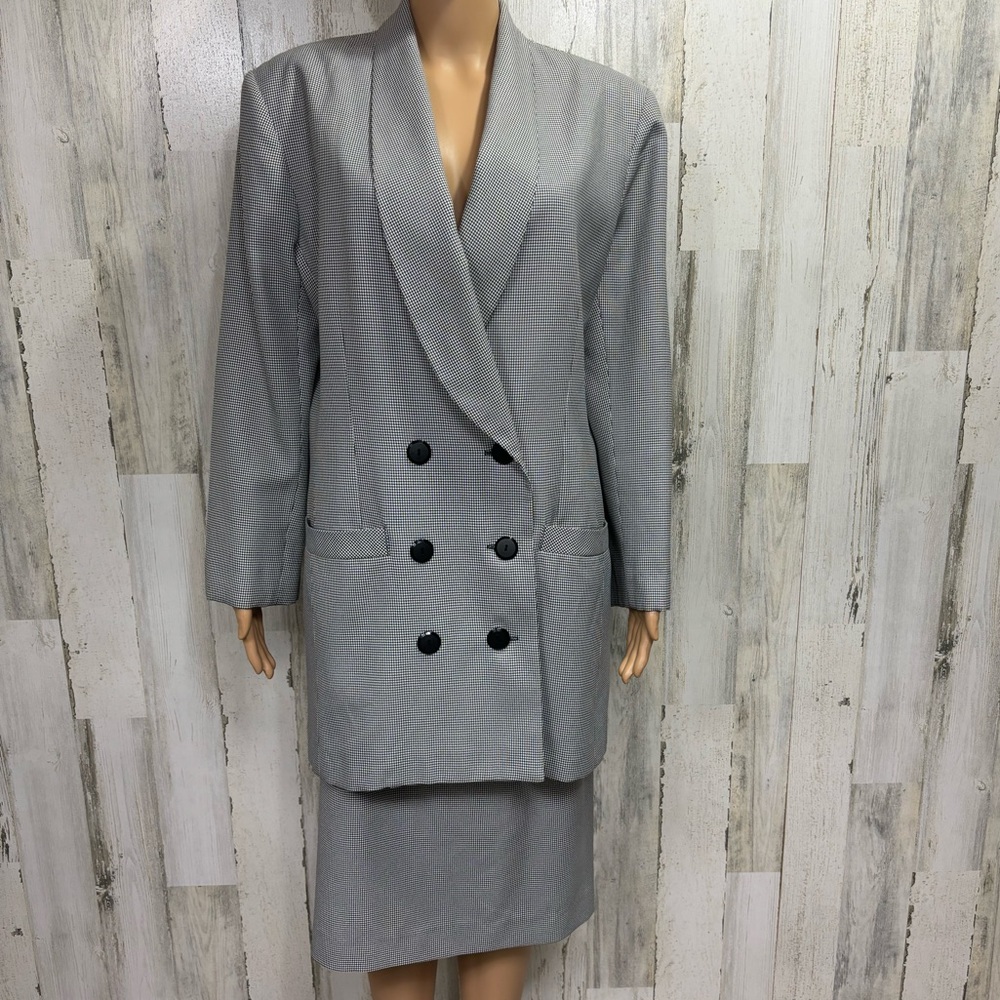 Chad Stevens Vintage‎ Plus Size Houndstooth Blazer Skirt Suit